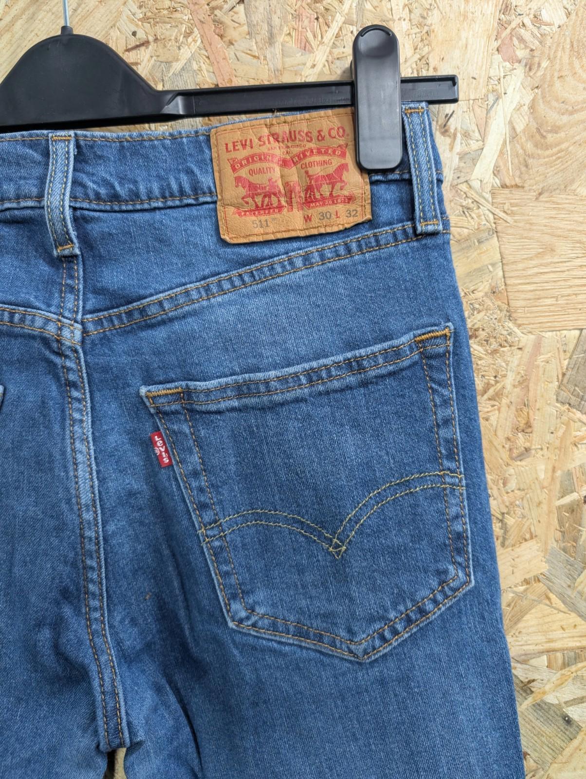 Levis 511 Slim Blue Jeans W30 L32 Men Straight Fit Red Tab Zip Fly Stretch Denim