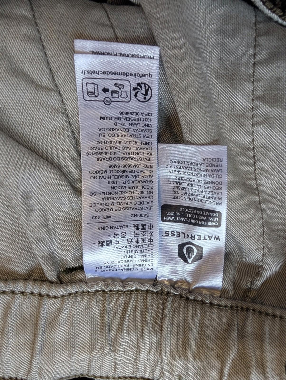 Levis XX Chino EZ Trousers Large Casual Joggers Houndstooth Check Khaki Green