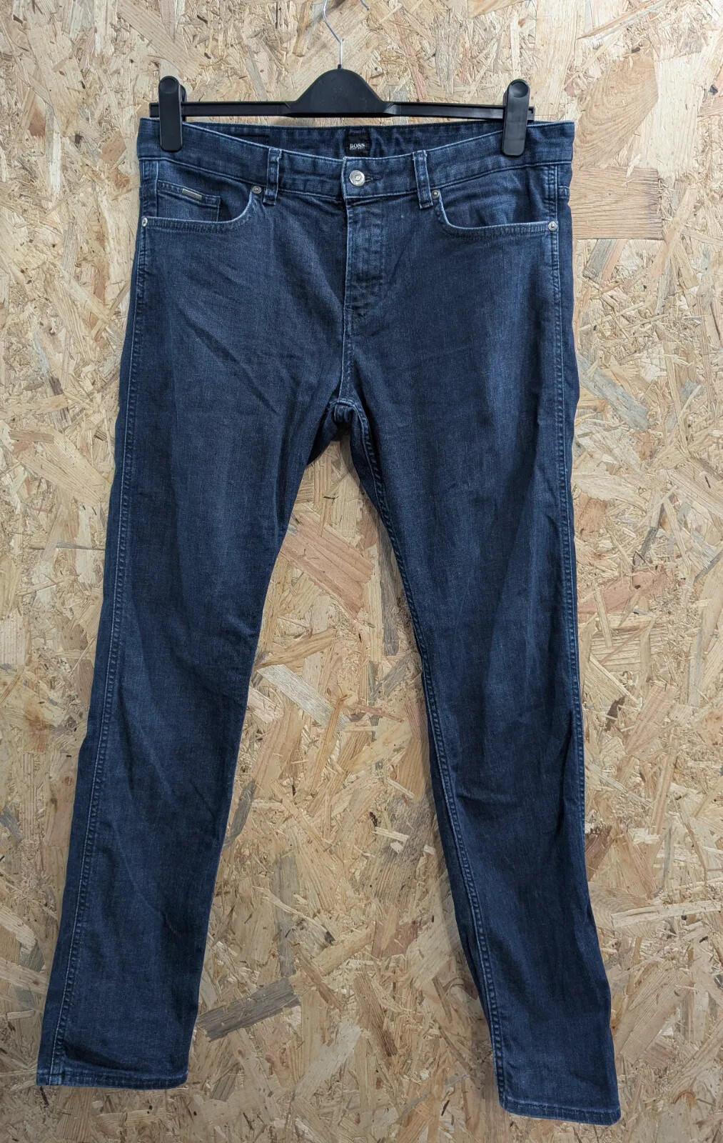 Hugo Boss Delaware Jeans Mens W34 L32 Dark Blue Wash Stretch Denim Slim Fit Zip