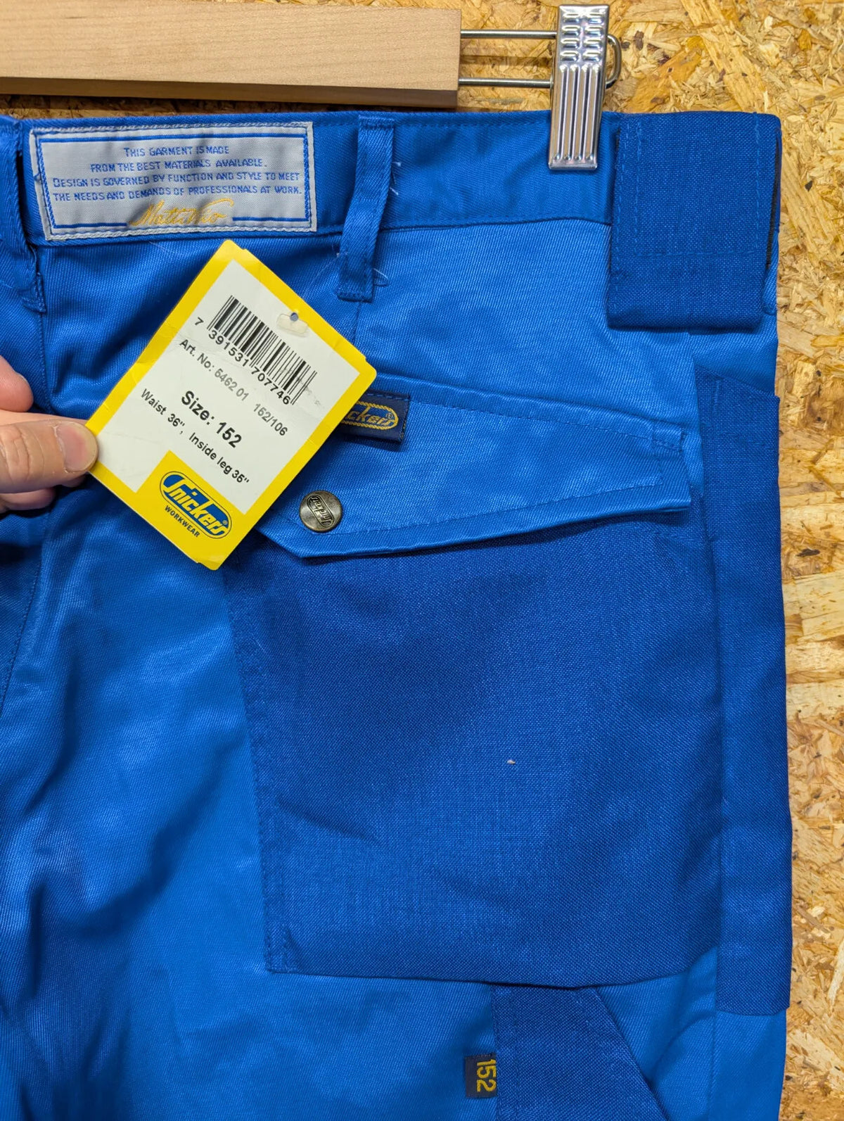 Snickers Work Trousers Mens W36 L35 Blue Cotton Nylon Stretch Workwear Utility