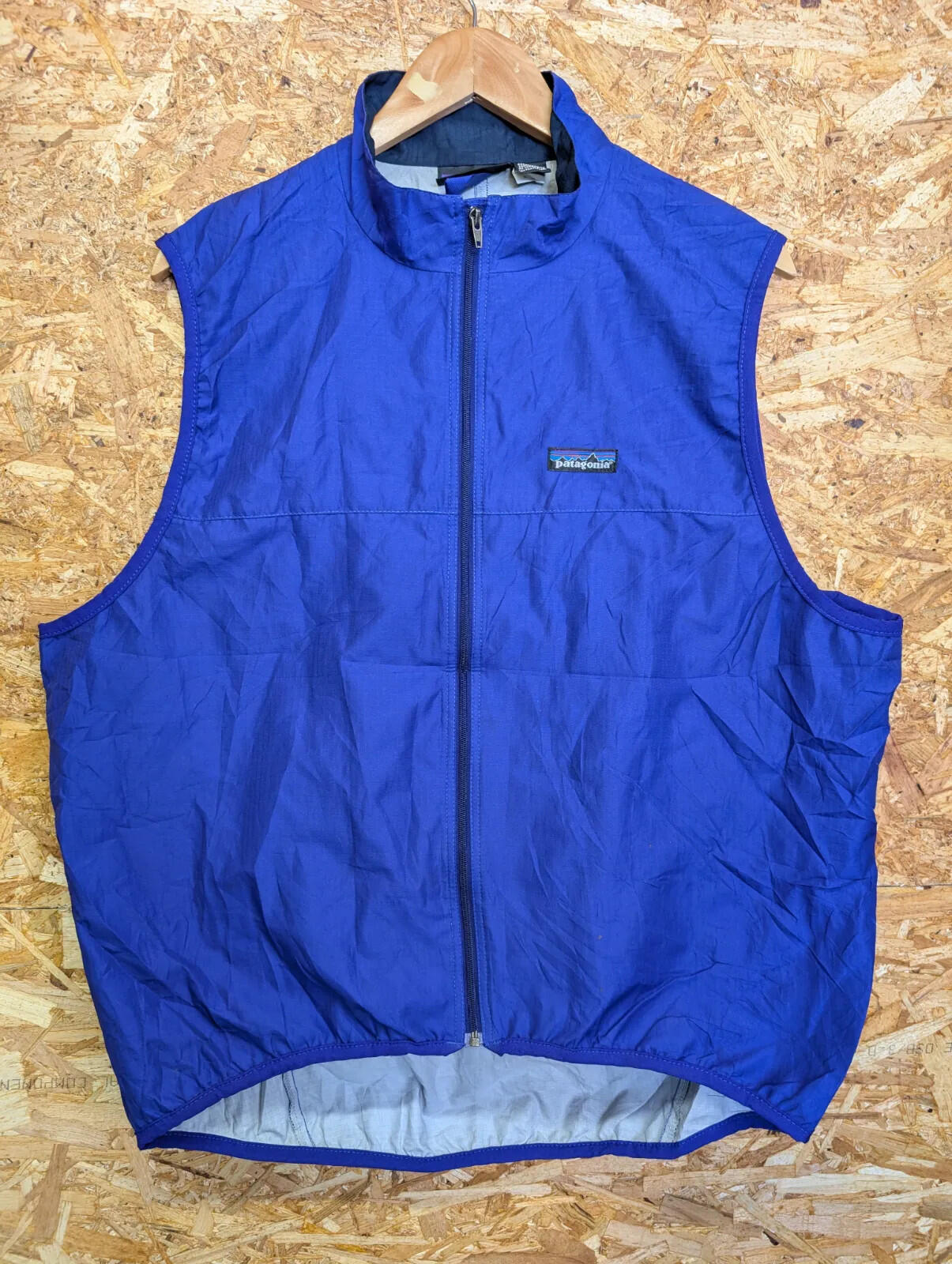 Vintage Patagonia Windbreaker Vest Mens Large Blue Ripstop Full Zip Lightweight