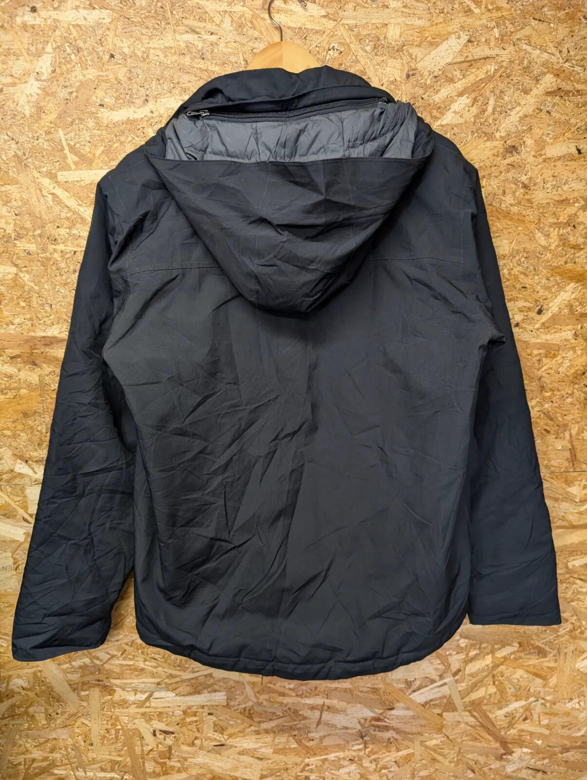 Patagonia Padded Jacket Mens Small Black Down Insulation Hooded Zip Pockets
