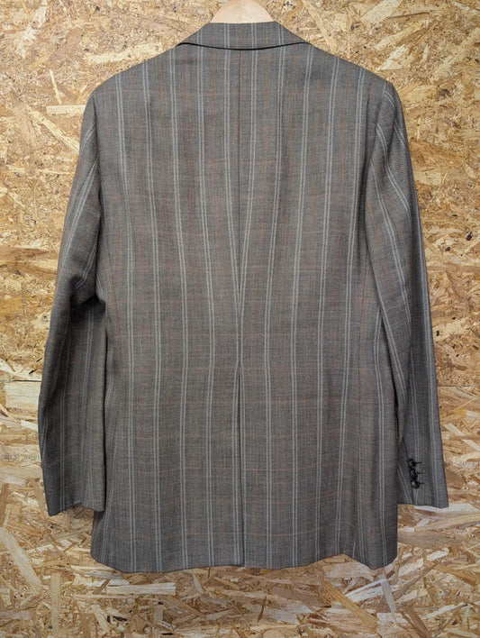 Aquascutum Blazer Mens Brown Windowpane Check Tailored Lined Jacket Vintage UK