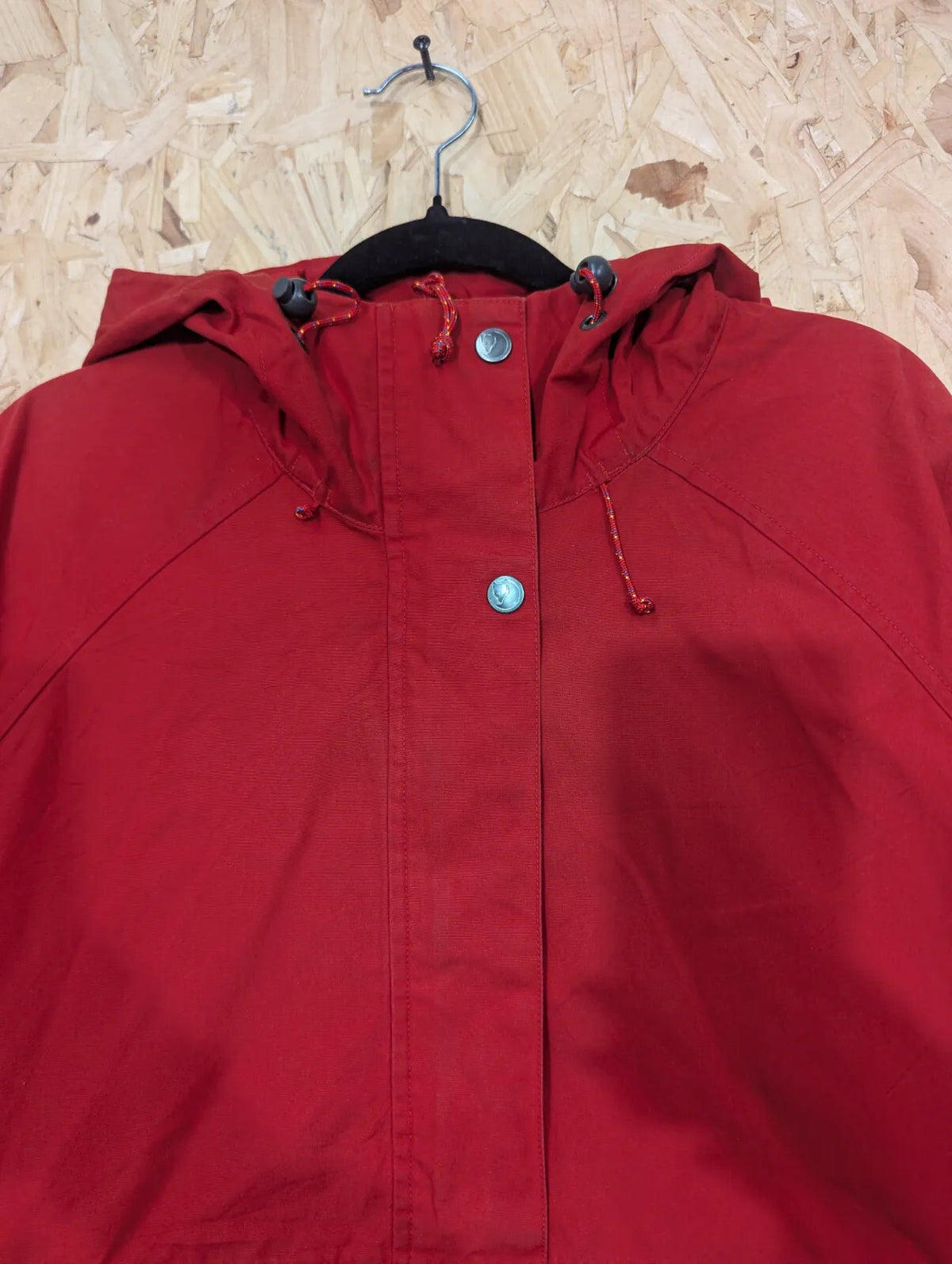 Fjallraven Vardag Anorak Womens Large Red 1/2 Zip Hooded Windbreaker G1000 Coat