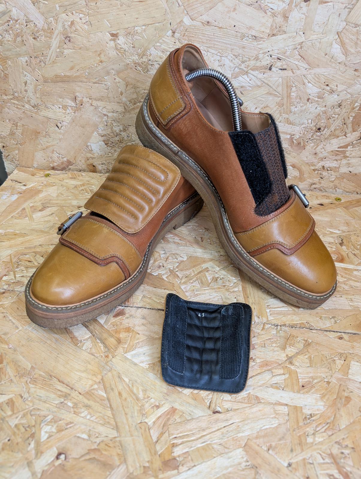 Dries van Noten Buckle Shoes UK 9 EU 43 Tan Brown Leather Gum Sole Made In Italy