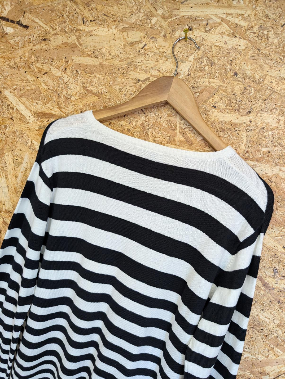 Peoples Market Knit Jumper Black White Stripe Size 14 Medium New