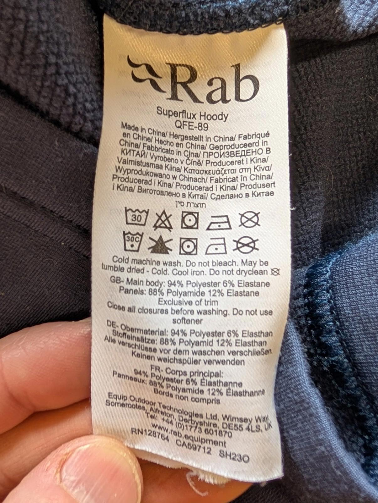 Rab Superflux Hoody Jacket XL Men Thermic Fleece Outdoor Track Navy Blue Zip