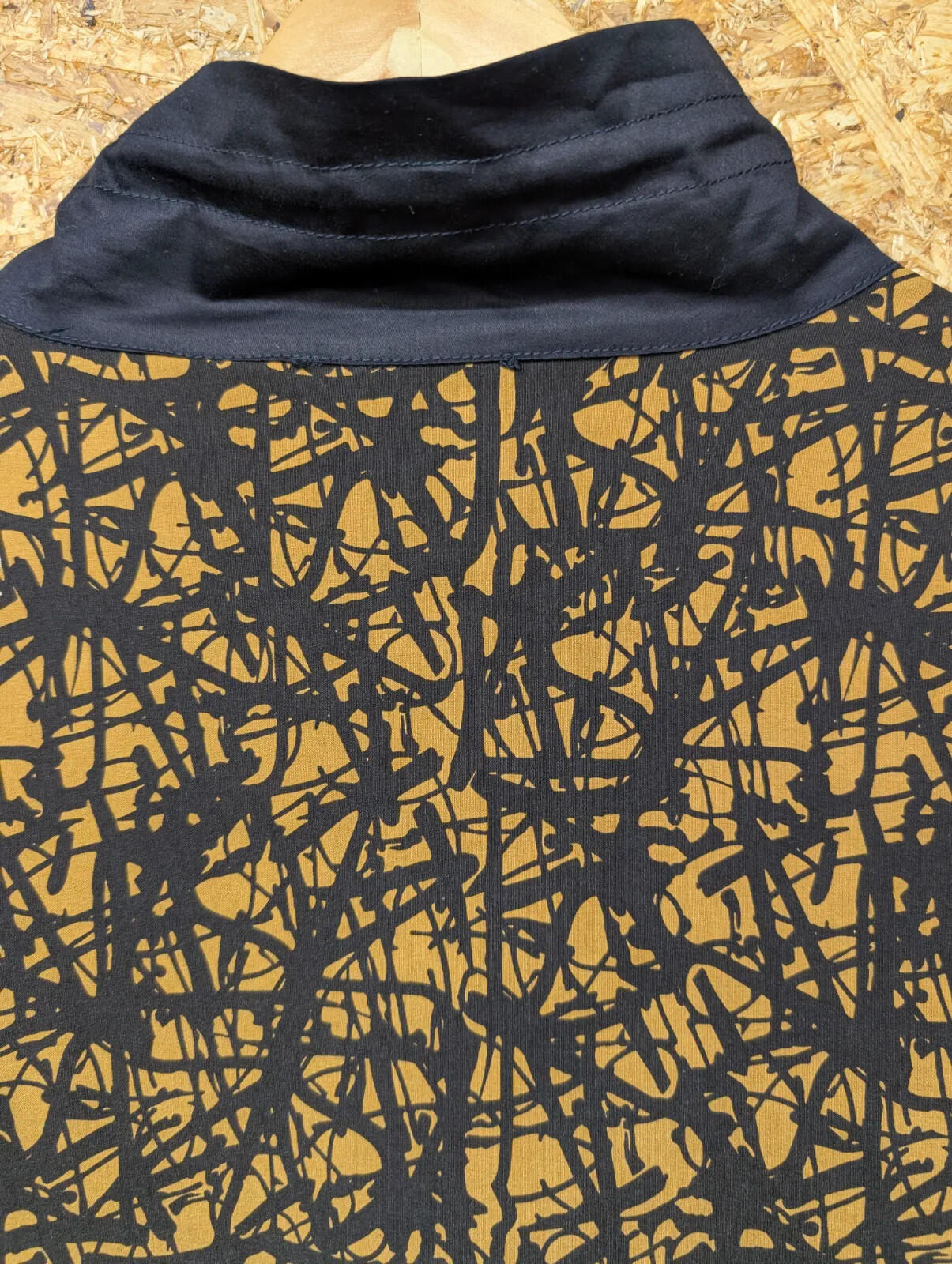 Noen Dress Womens Size 8 Oversized Loose Mustard Black Abstract Stretch Gorpcore