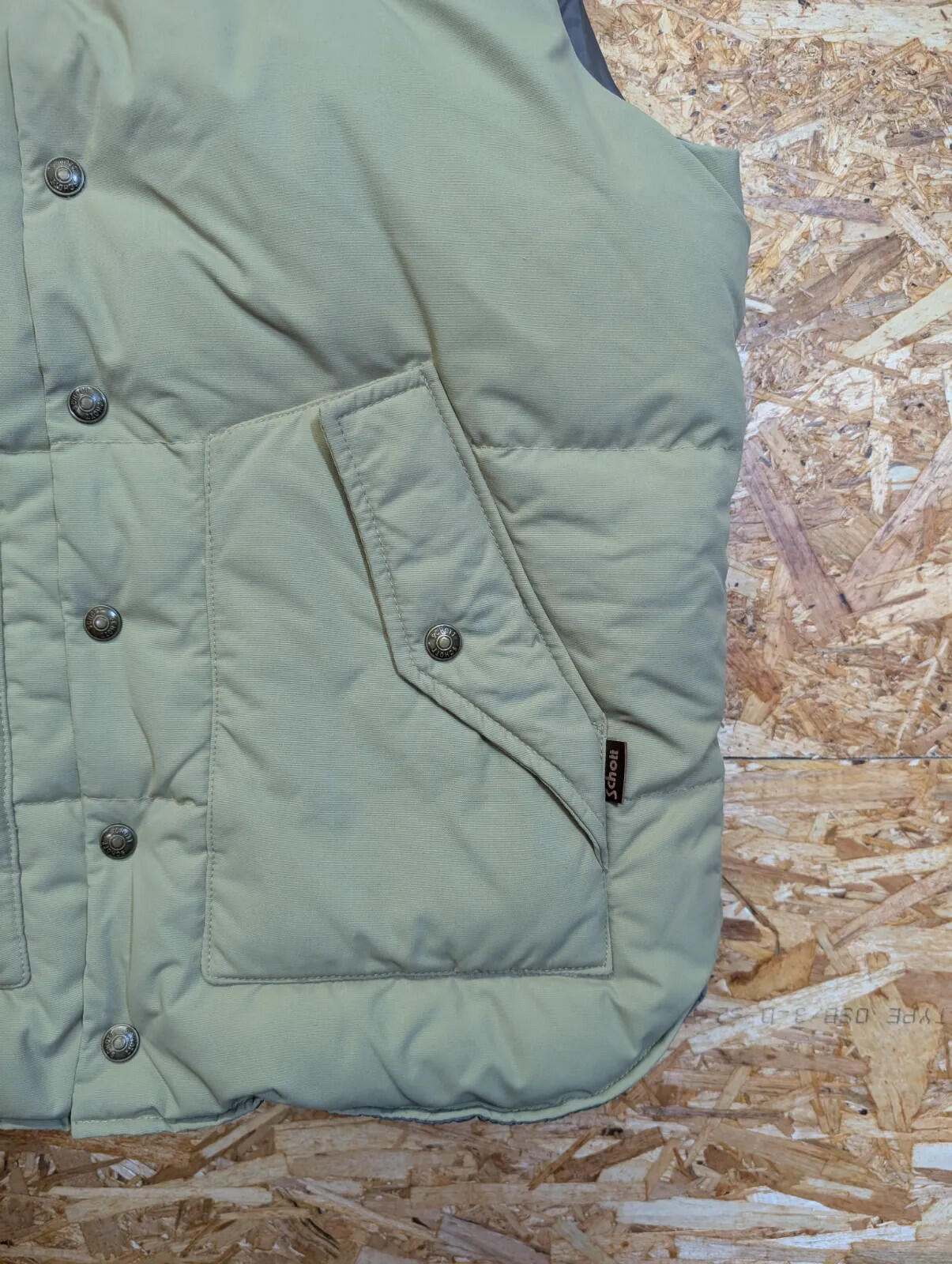 Down By Schott NYC Puffer Gilet Mens Medium Khaki Green Insulated USA Made Vest