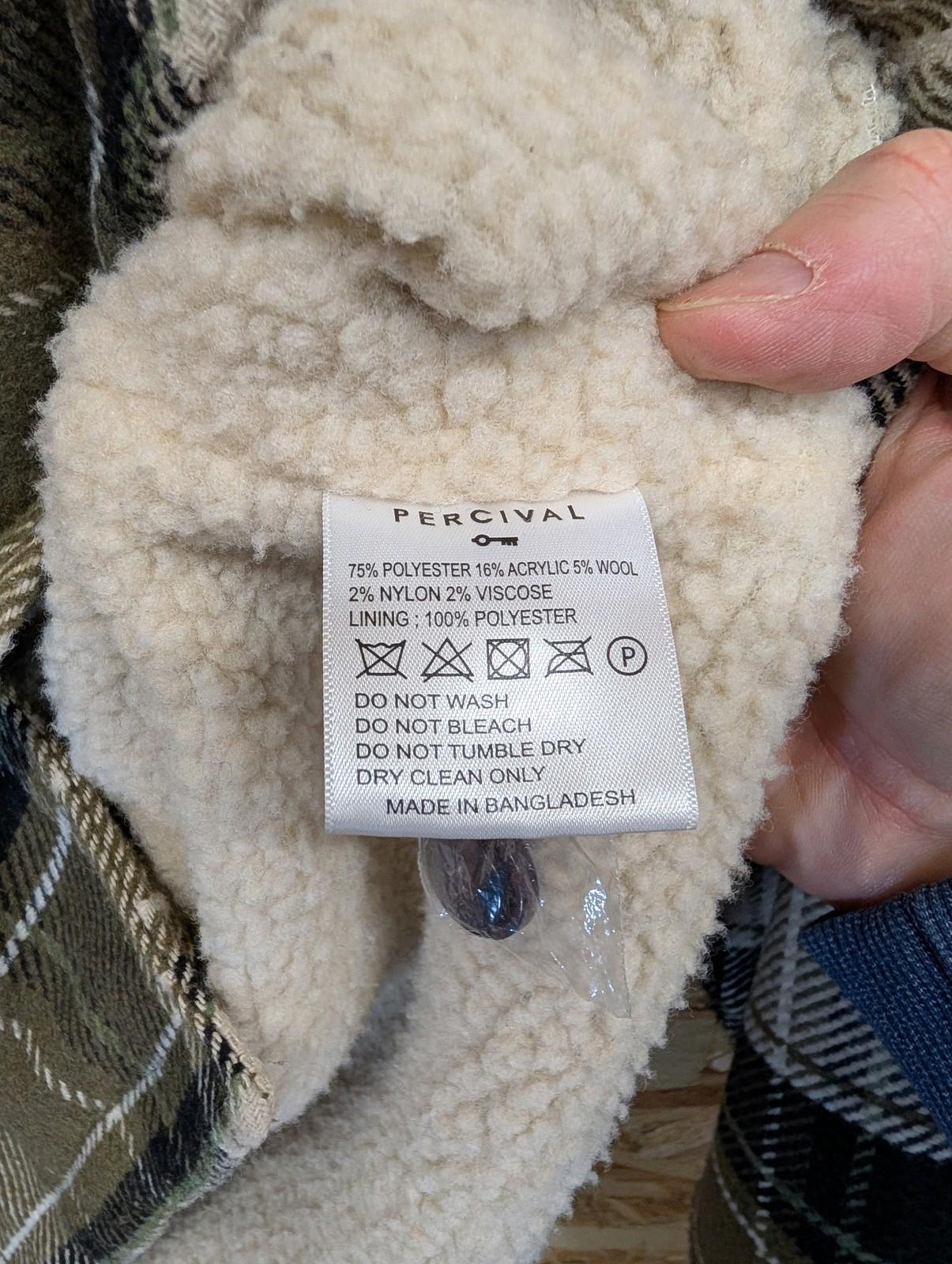 Percival Check Shirt Jacket Large Men Button-Up Warm Fleece Lined Green Plaid