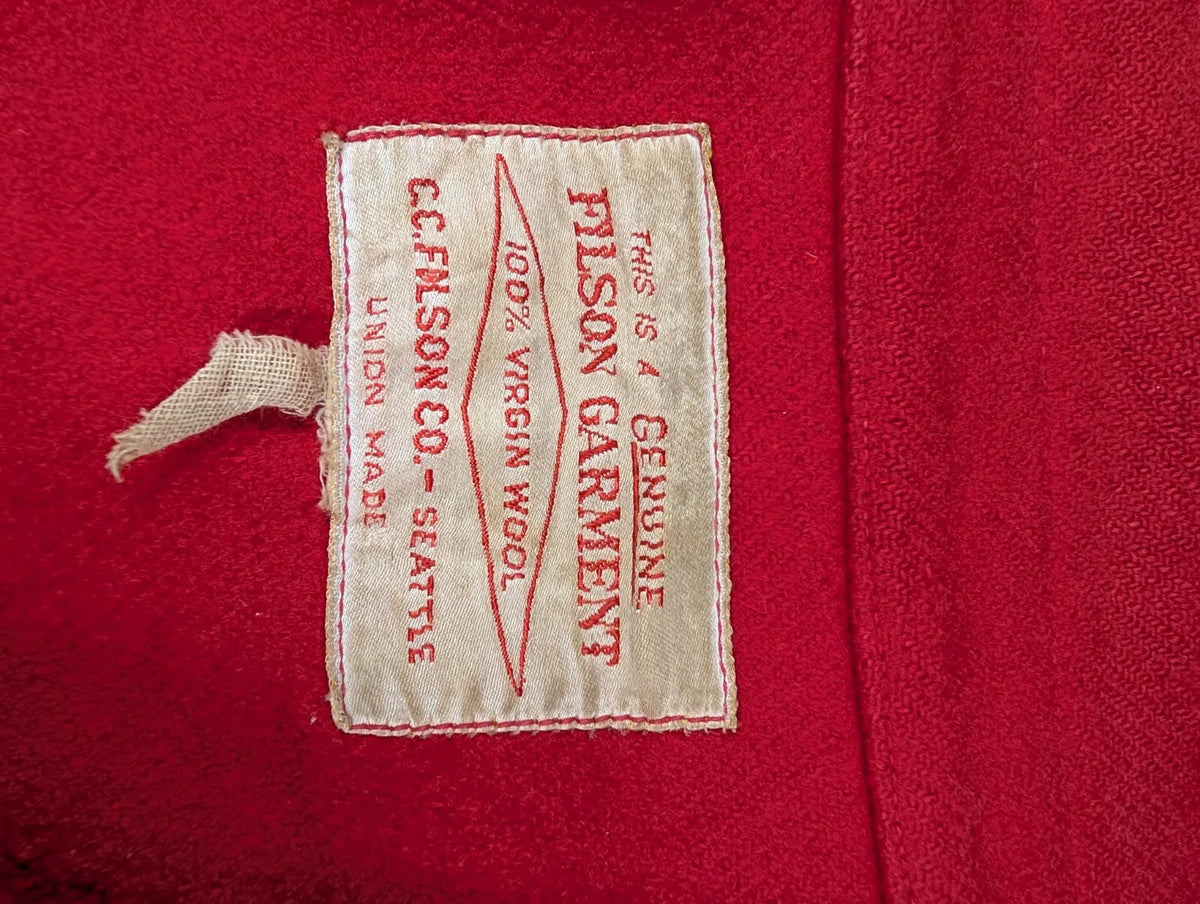 Filson Mackinaw Wool Cruiser Jacket Men Medium Red USA Union Made Vintage 60s