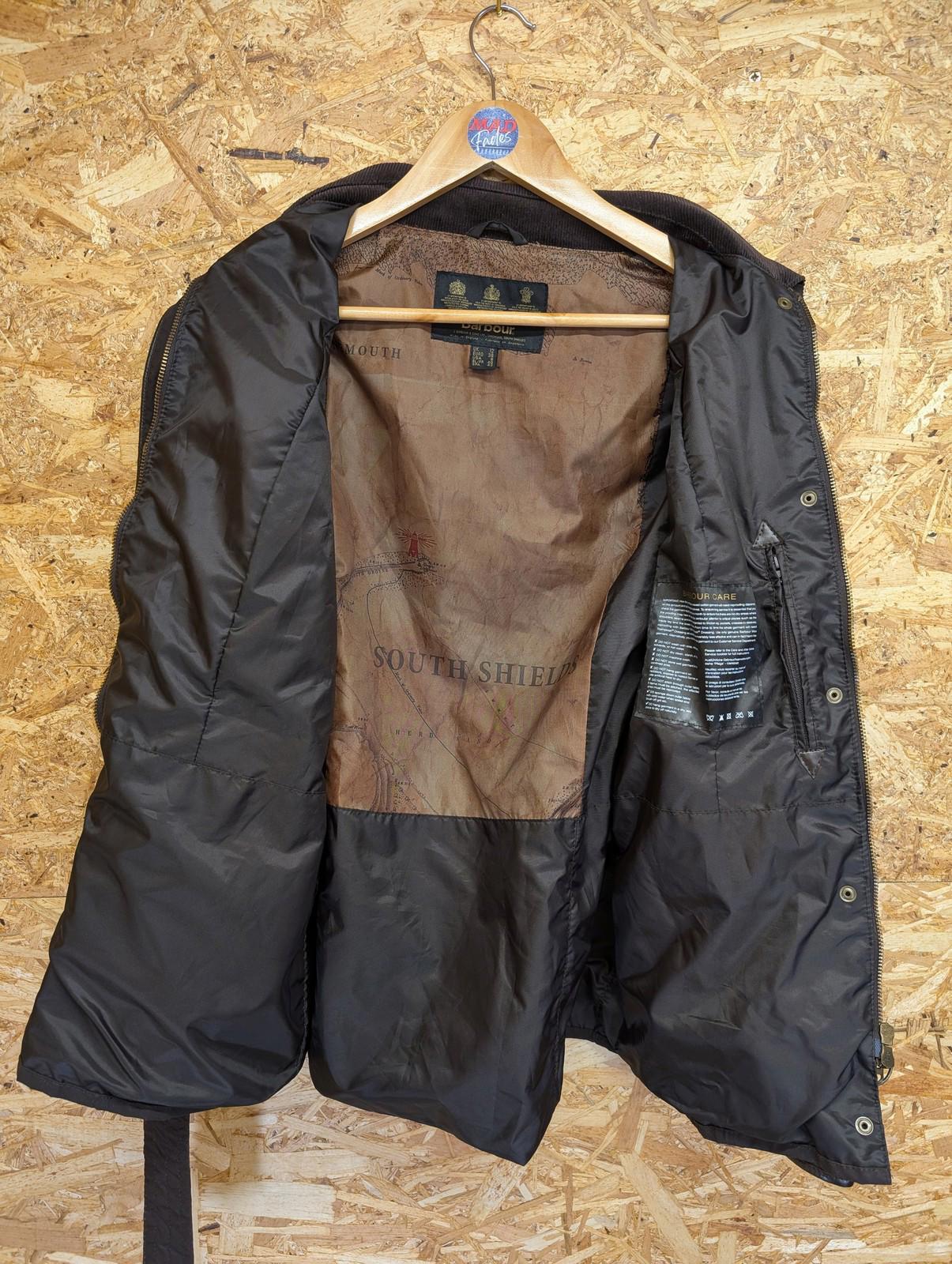 Barbour International Flyweight Jacket UK 12 Women Belted Wax Brown Cord Collar