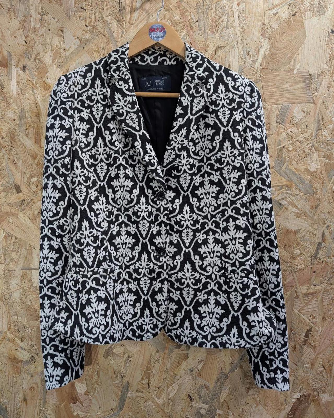 Armani Dress Suit Jacket Combo Size 12 XL Cotton Black White Pattern Skirt Jeans