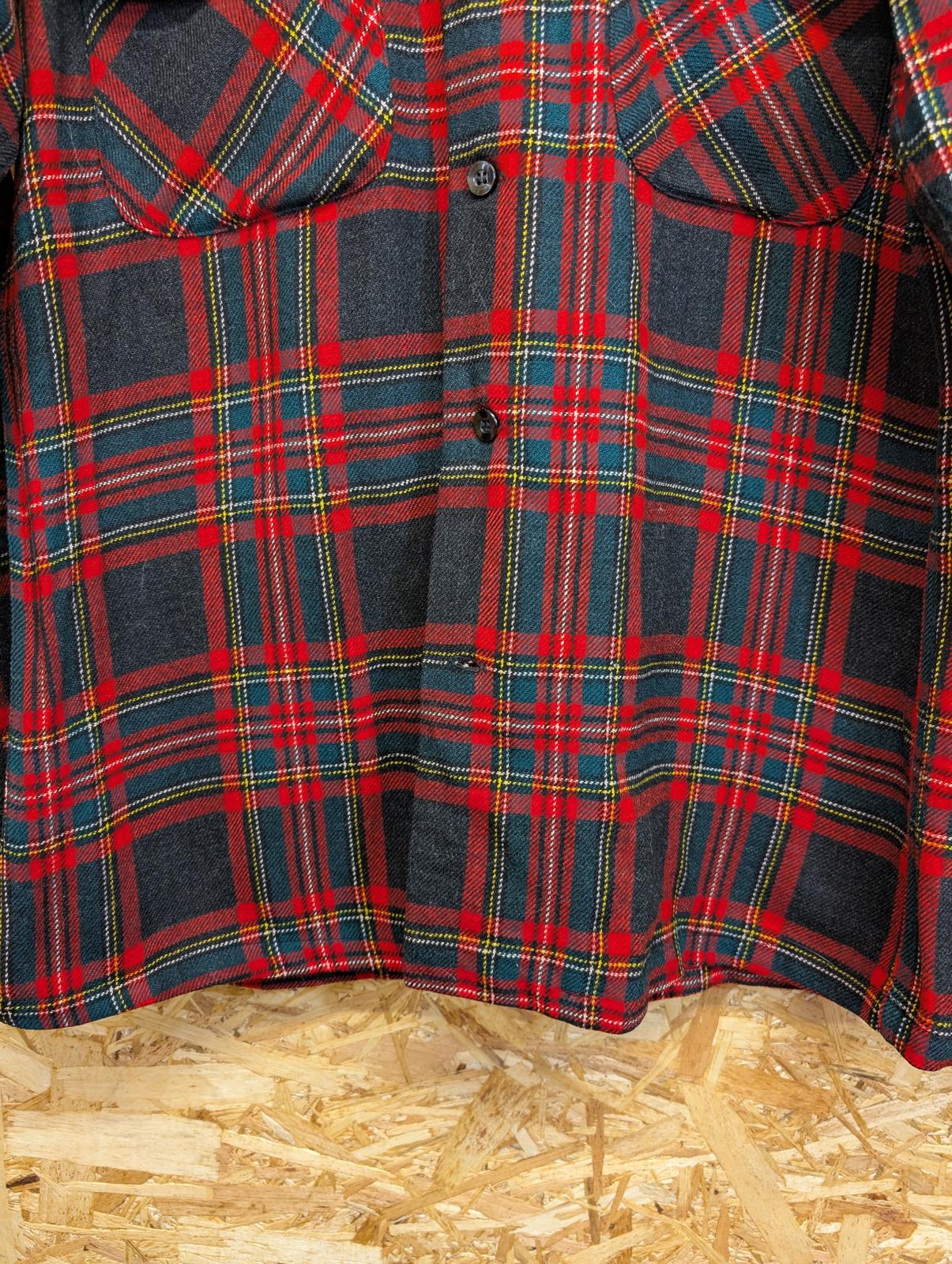 Pendleton Lodge Shirt Medium Red Green Black Tartan Check Plaid Wool Vintage