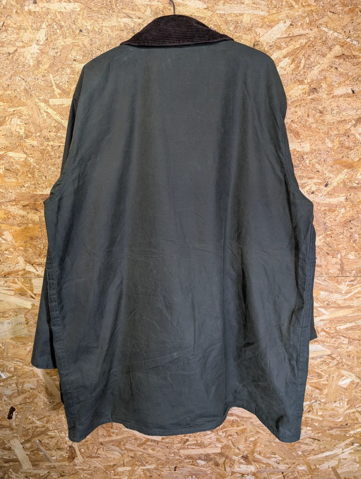 Barbour Border Wax Jacket Mens XXL C46 Olive Green Tartan Lining Cord Collar