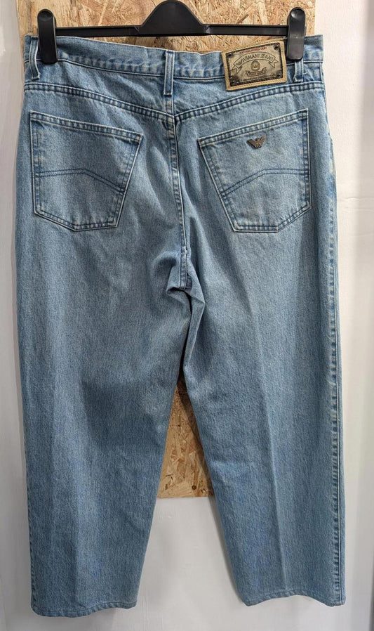 Armani Jeans Mens Size W34 L29 Vintage 90s Stonewashed Blue Denim Straight Leg