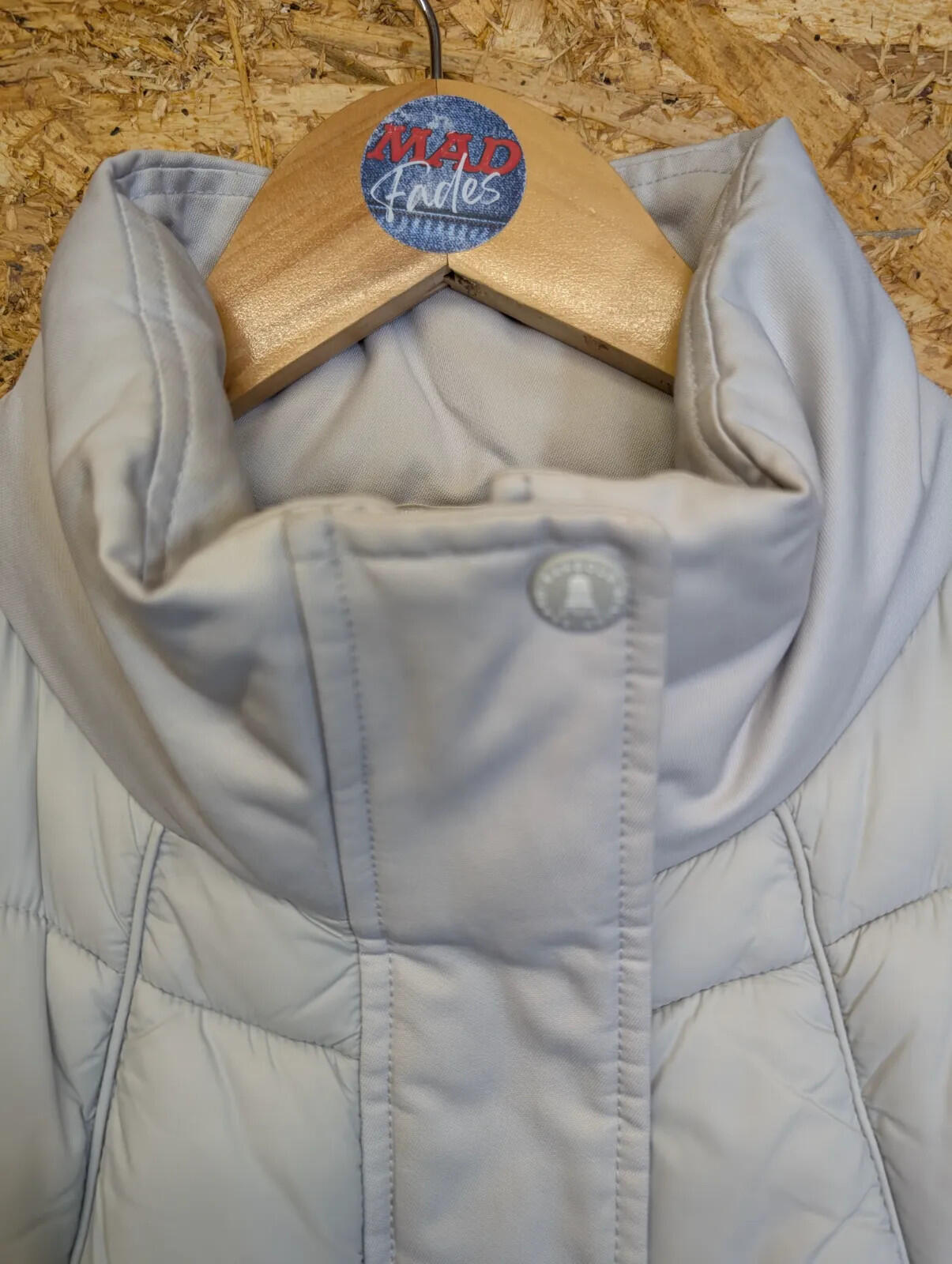 Barbour Hayle Quilt Jacket Womens UK 14 Light Cream Grey Puffer Fibre Down