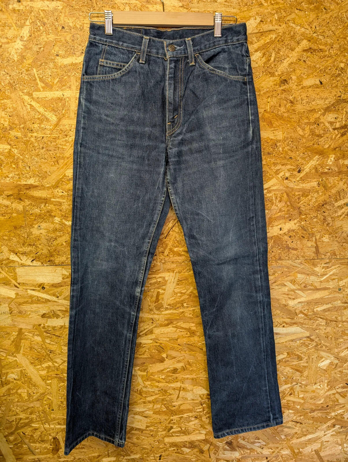 Vintage Levis 607 Jeans Mens W30 L32 Dark Blue Wash Denim Button Orange Tab 90s