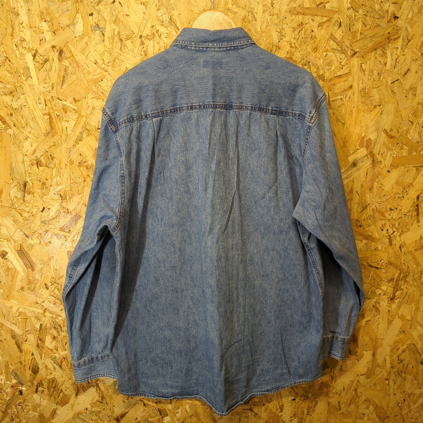 Guess Vintage 90s Denim Shirt Stonewashed Blue Wash Jean Pocket Mens Size Large