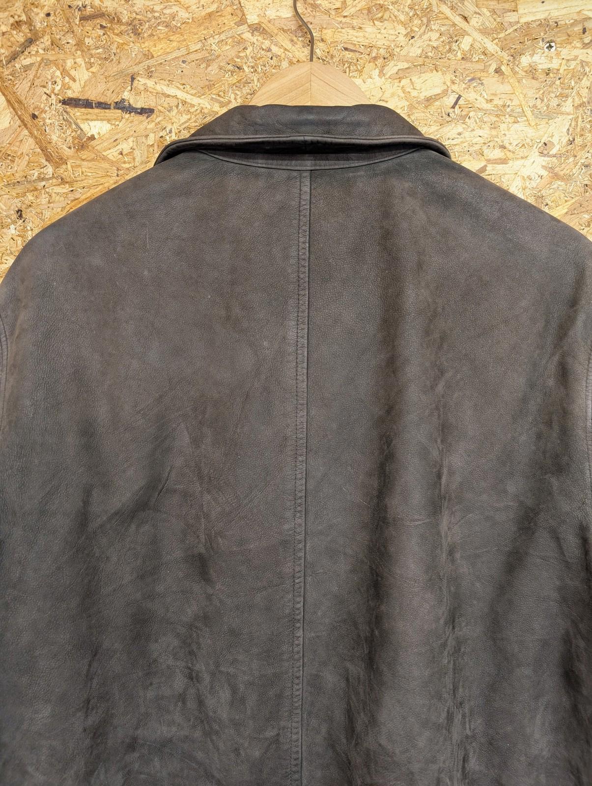 Hugo Boss Vintage Jacket Large 42 Men EU 52 Leather Nubuck Brown Wool Lined Coat