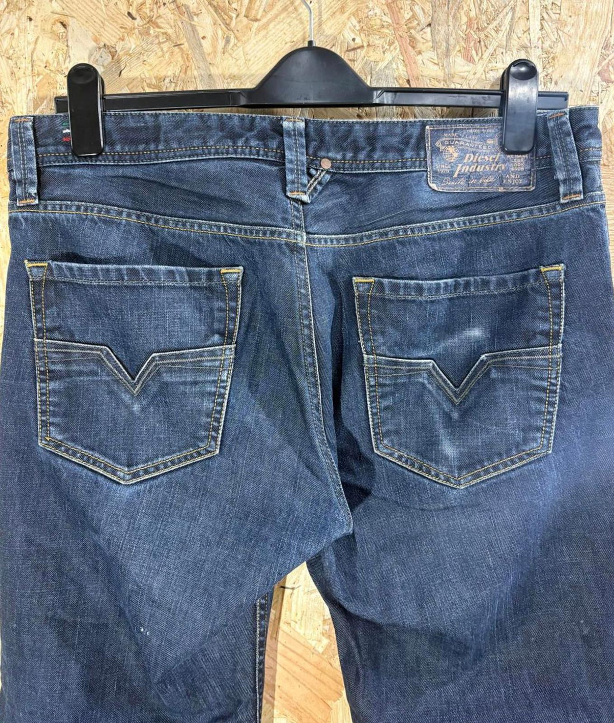 Diesel Larkee Jeans W34 L30 Rigid 008Z8 Navy Blue Regular Straight Italy Made