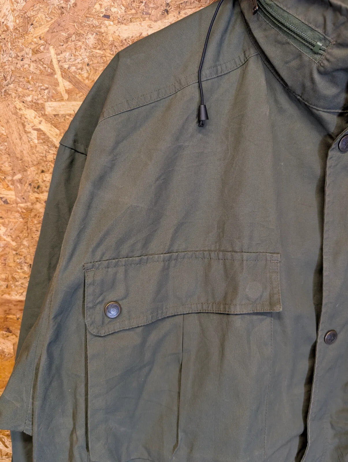 Fjallraven G1000 Field Jacket Mens XL Khaki Green Stowaway Hood Hiking Walking
