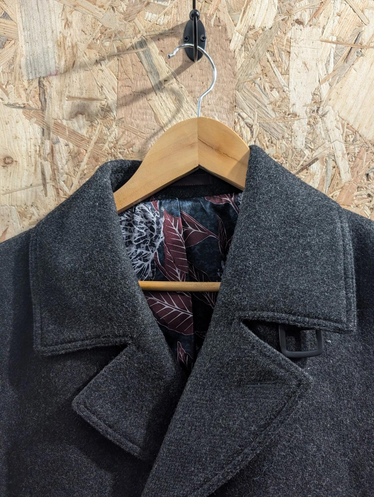 Ted Baker Pea Coat Mens Size 2 Wool Blend Double Breasted Charcoal Grey