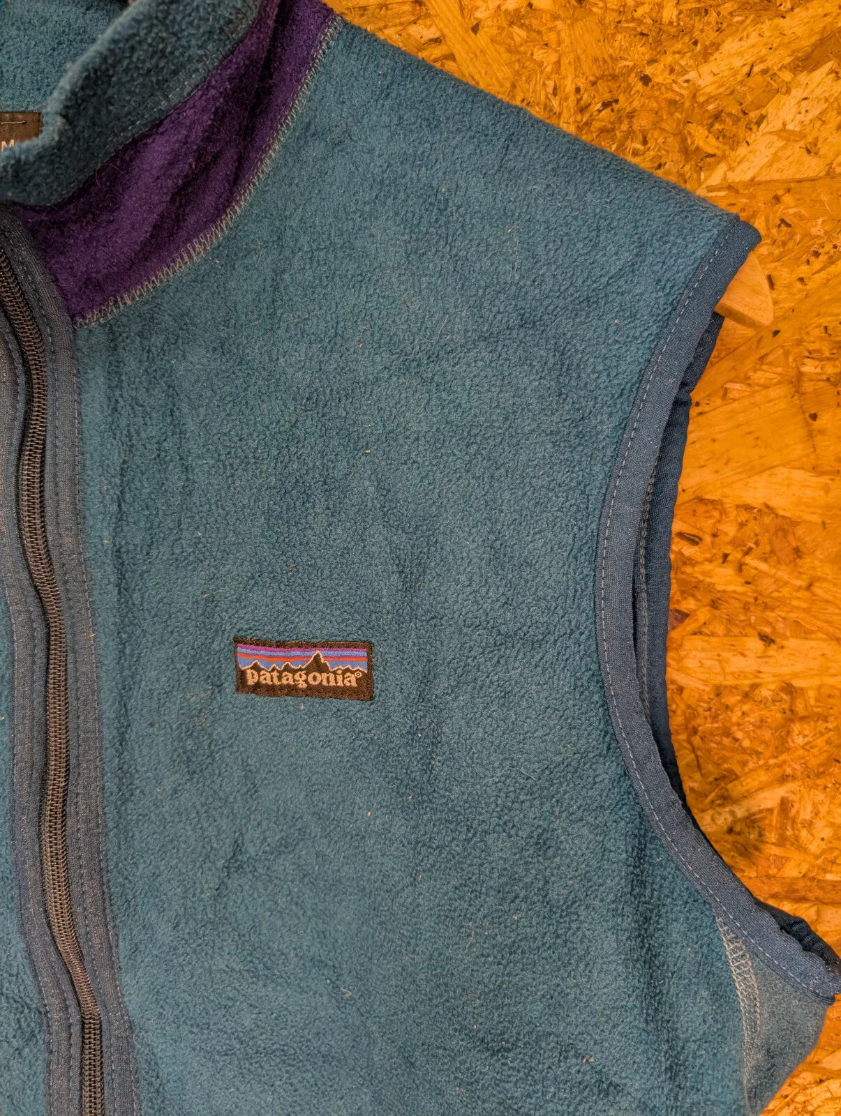 Vintage Patagonia PEF Fleece Vest Mens Medium Teal Blue Full Zip USA Made 90s