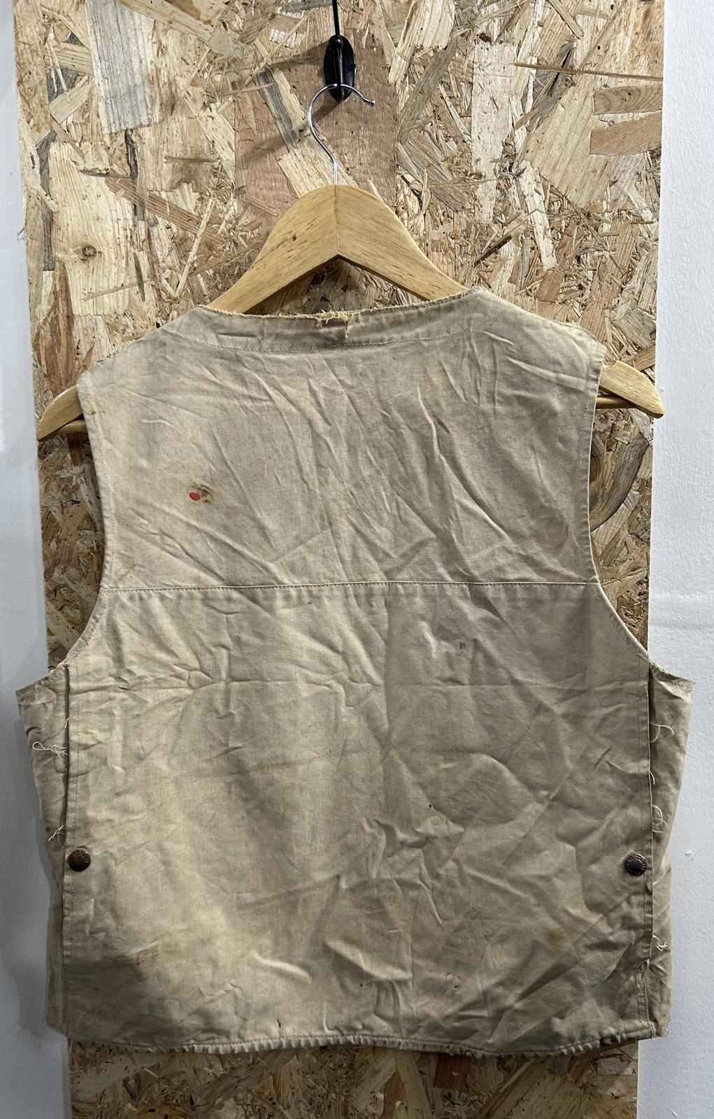 Vintage 50s Filson Dry Cloth Vest Small Gilet Beige Made In USA Canvas