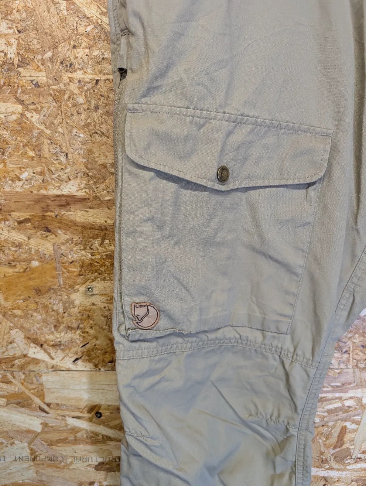Fjallraven G1000 No27 Cargo Trousers W36 L32 Beige Wax Cotton Hiking Walking