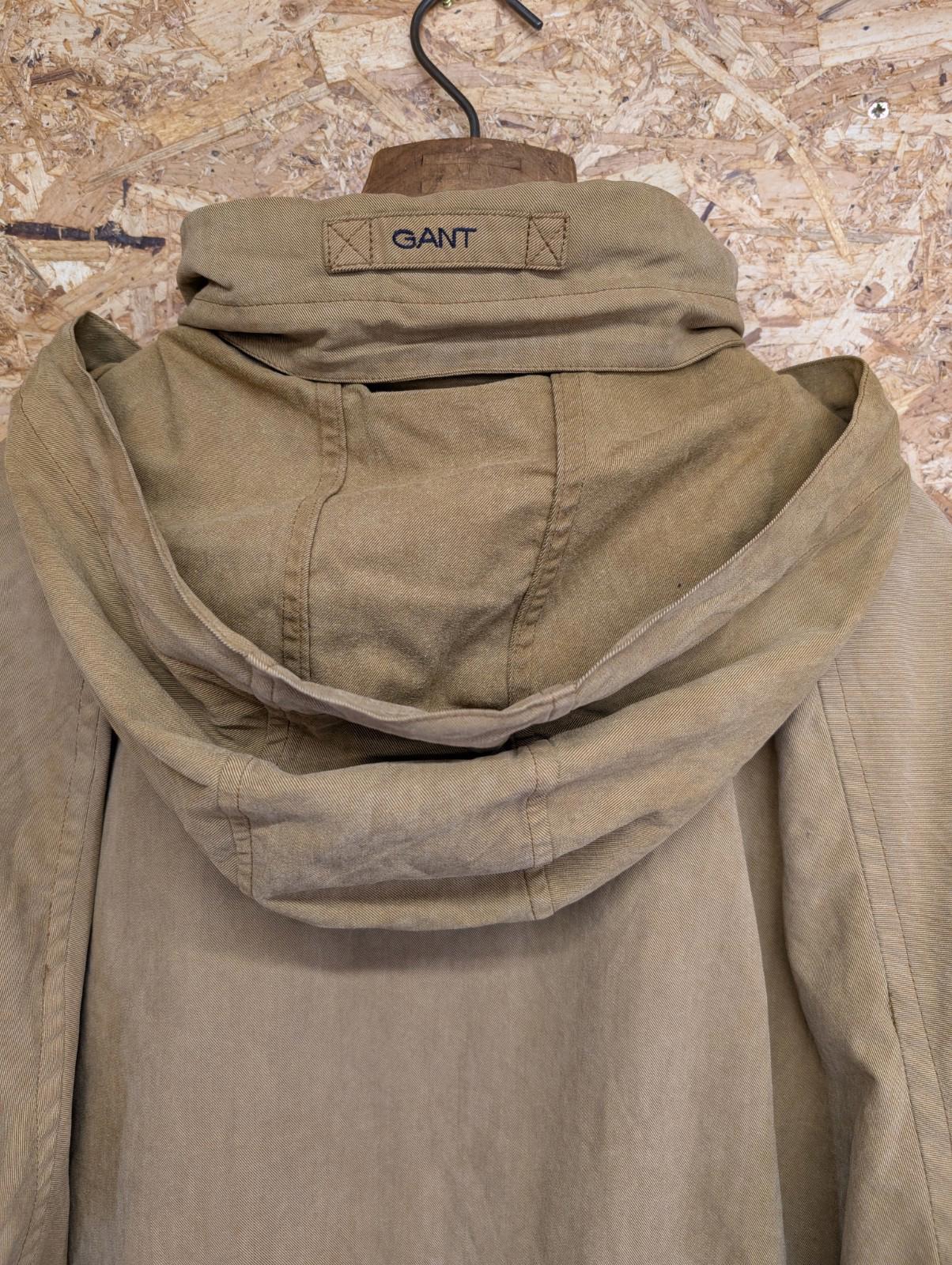 Gant Street Parka Large Men Jacket Tan Beige Hooded Wool Liner Canvas Coat USA