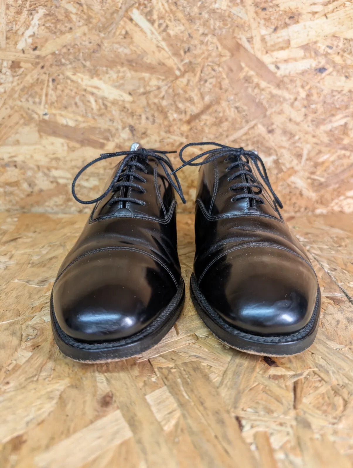 Loake Derby Shoes Mens UK6.5 Black Leather Cap Toe 747B Brogue Made In England