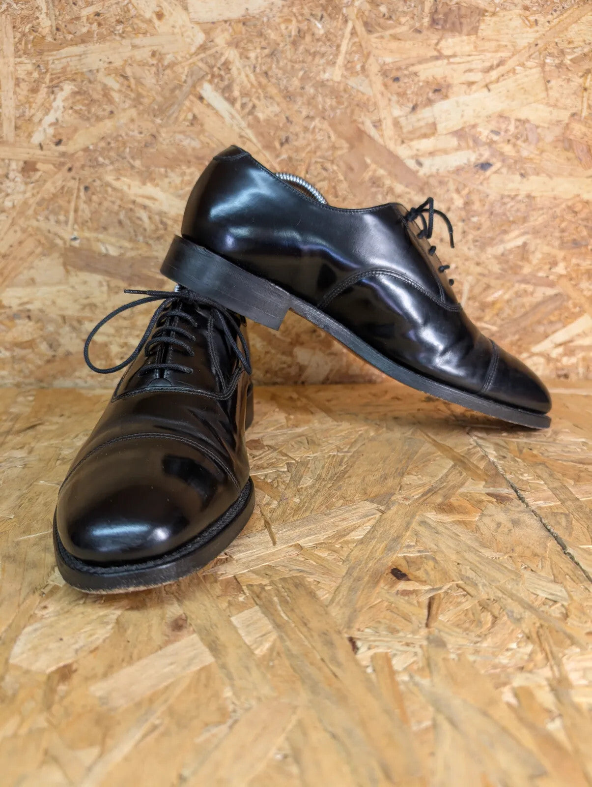 Loake Derby Shoes Mens UK6.5 Black Leather Cap Toe 747B Brogue Made In England