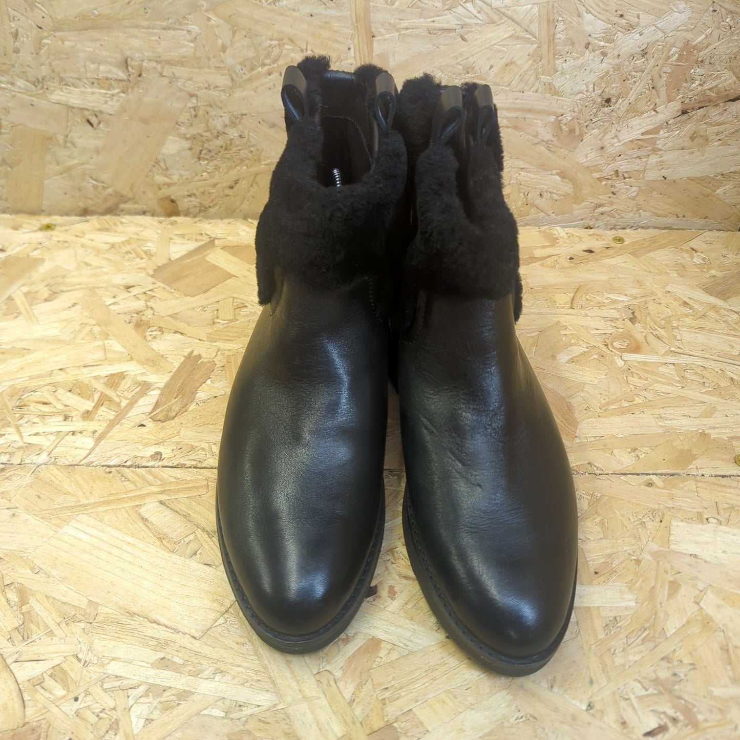 Fitflop Womens Mimie Leather Boots Faux Fur Ankle High UK Size 4 Eu 37 New