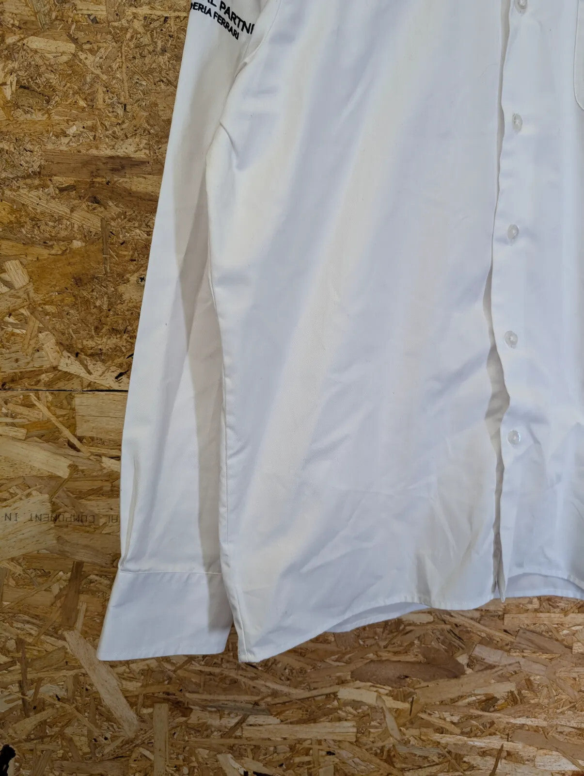 Shell Scuderia Ferrari Button Up Shirt Mens Medium White Cotton Logo Long Sleeve