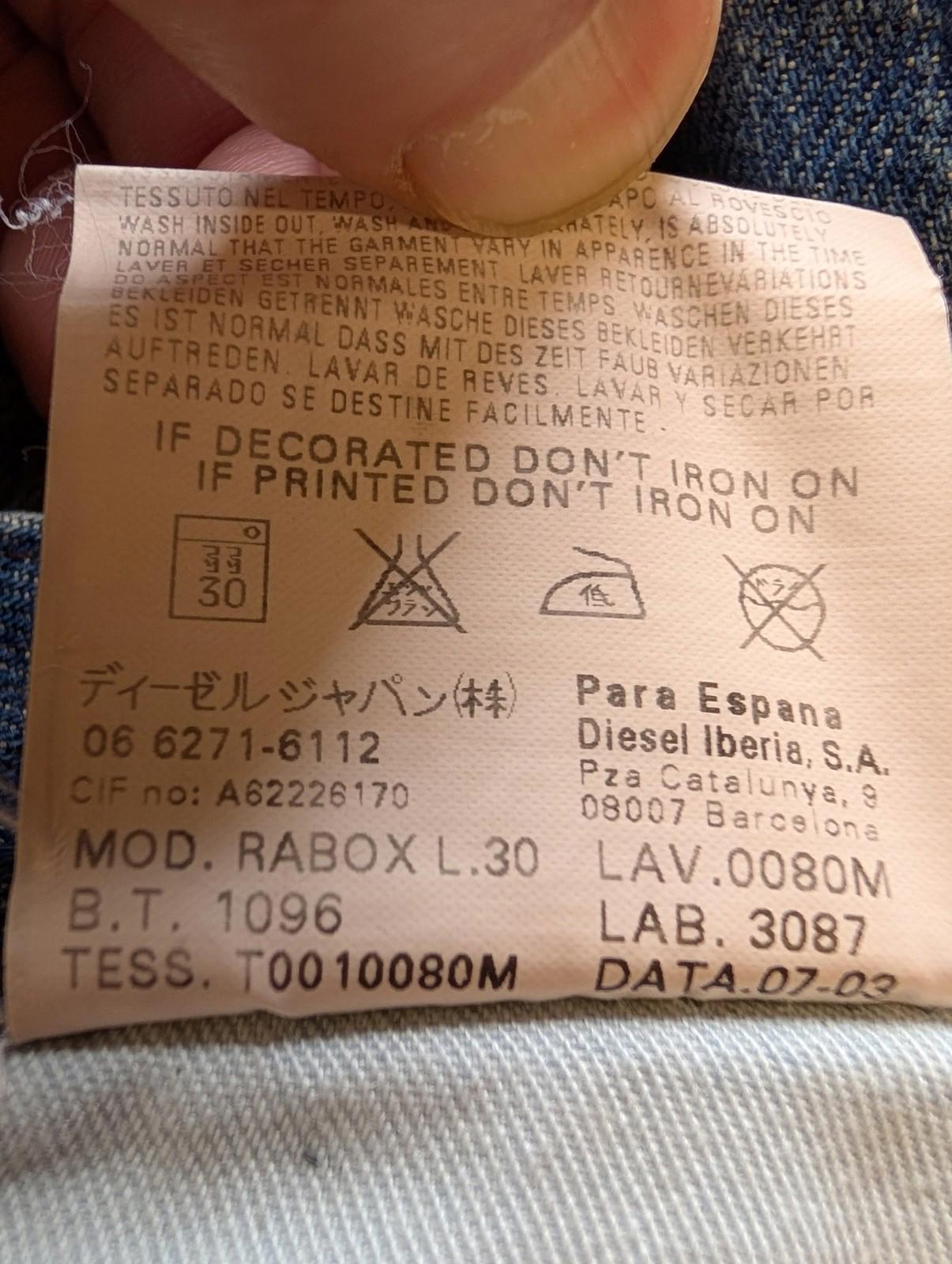 Diesel Rabox Jeans Mens W30 L30 Straight Leg Mid Blue Button Fly Vintage Y2K