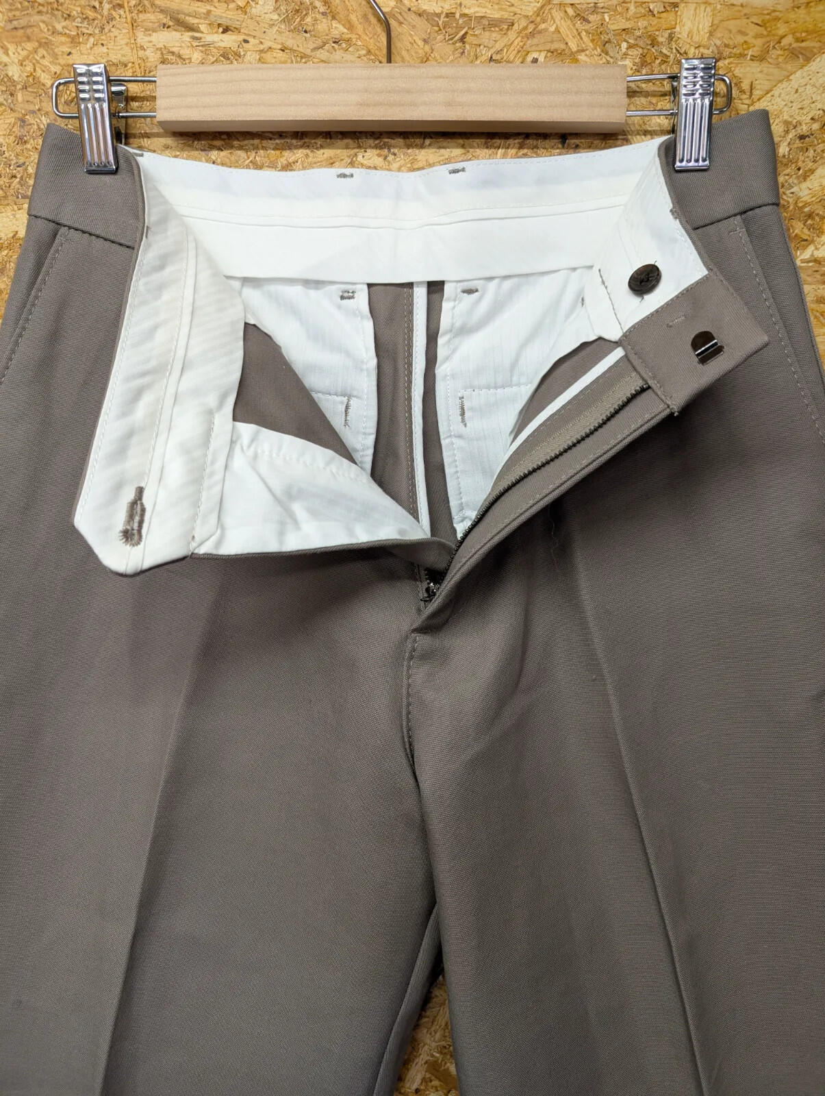 Emporio Armani Trousers Mens W30 L32 Beige Taupe Tailored Flat Formal Canvas