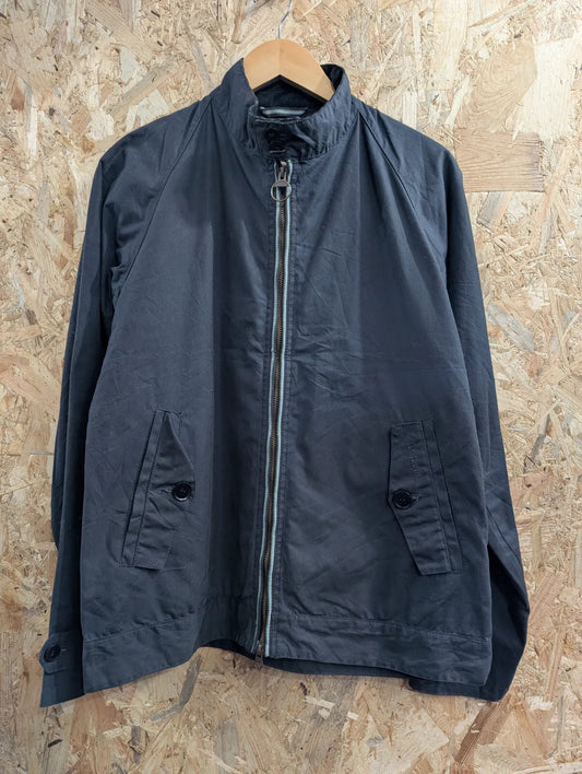 Barbour Harrington SL Jacket Mens Medium Navy Blue Cotton Grandad Collar Country