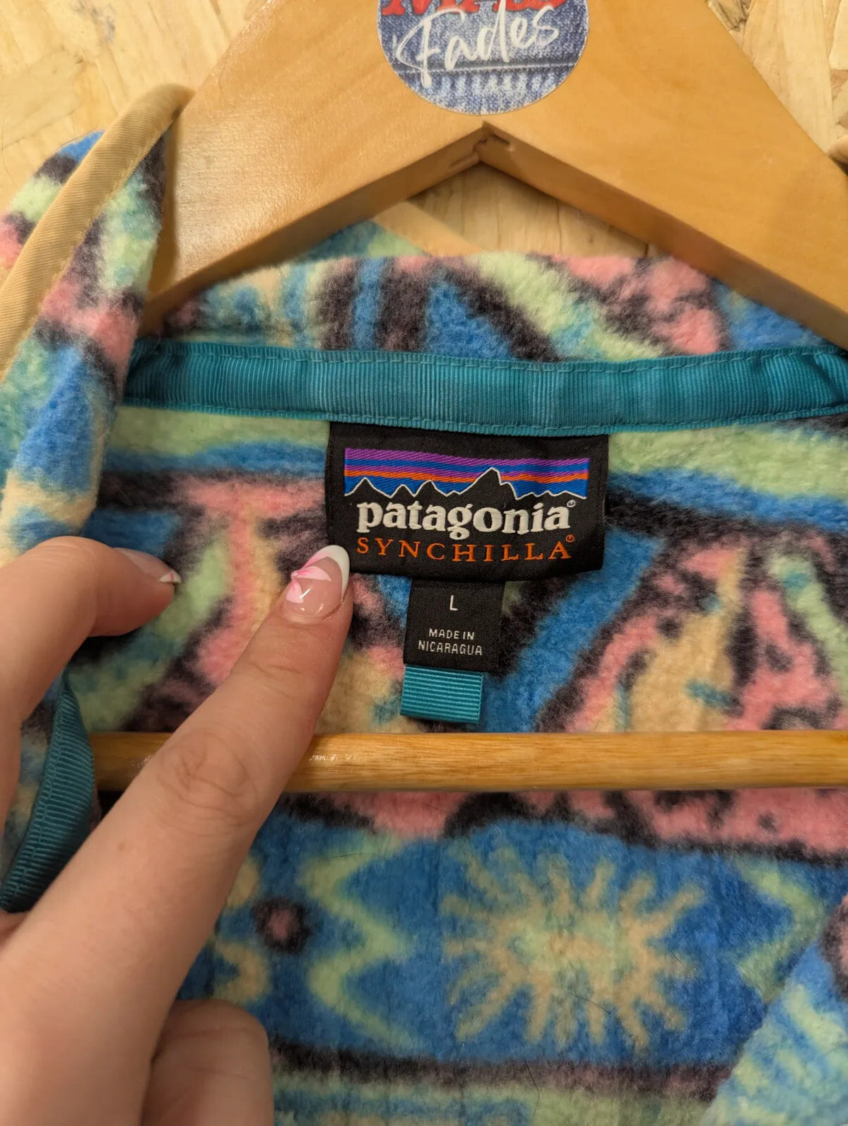 Patagonia Synchilla Fleece Womens Large Blue High Hopes Geo Salamander Pattern