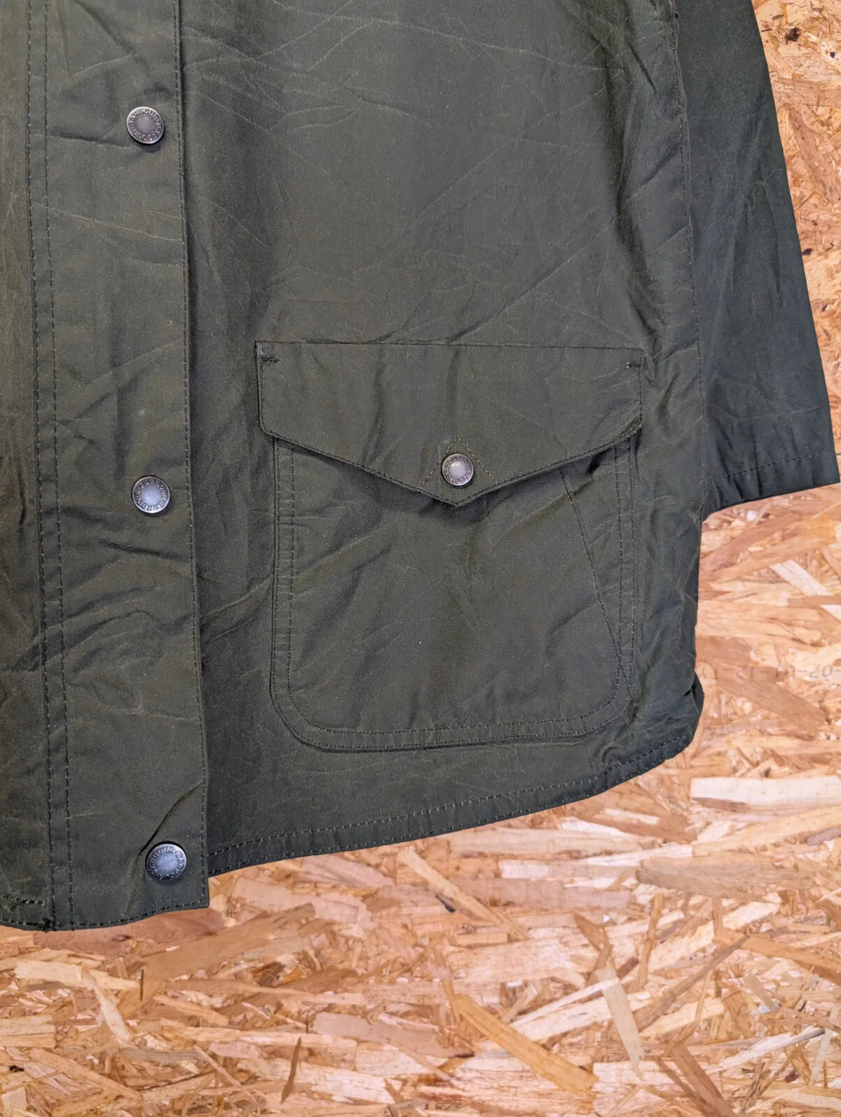 Barbour Clifftop Wax Jacket Womens UK14 Olive Green Cord Waterproof Cropped