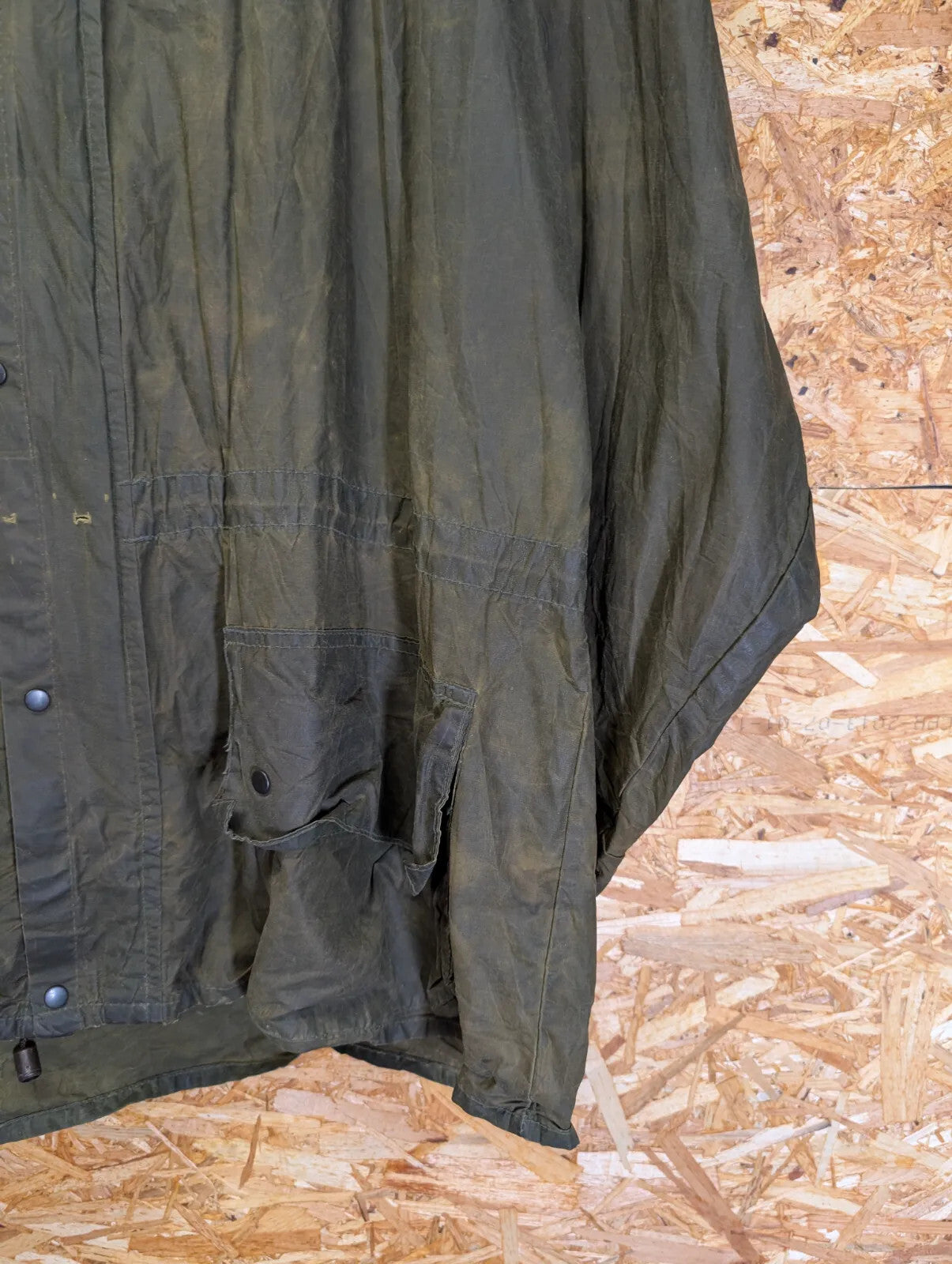 Vintage Barbour Wax Hooded Durham Jacket Men XL Green Cotton 2 Crest Warrant 80s