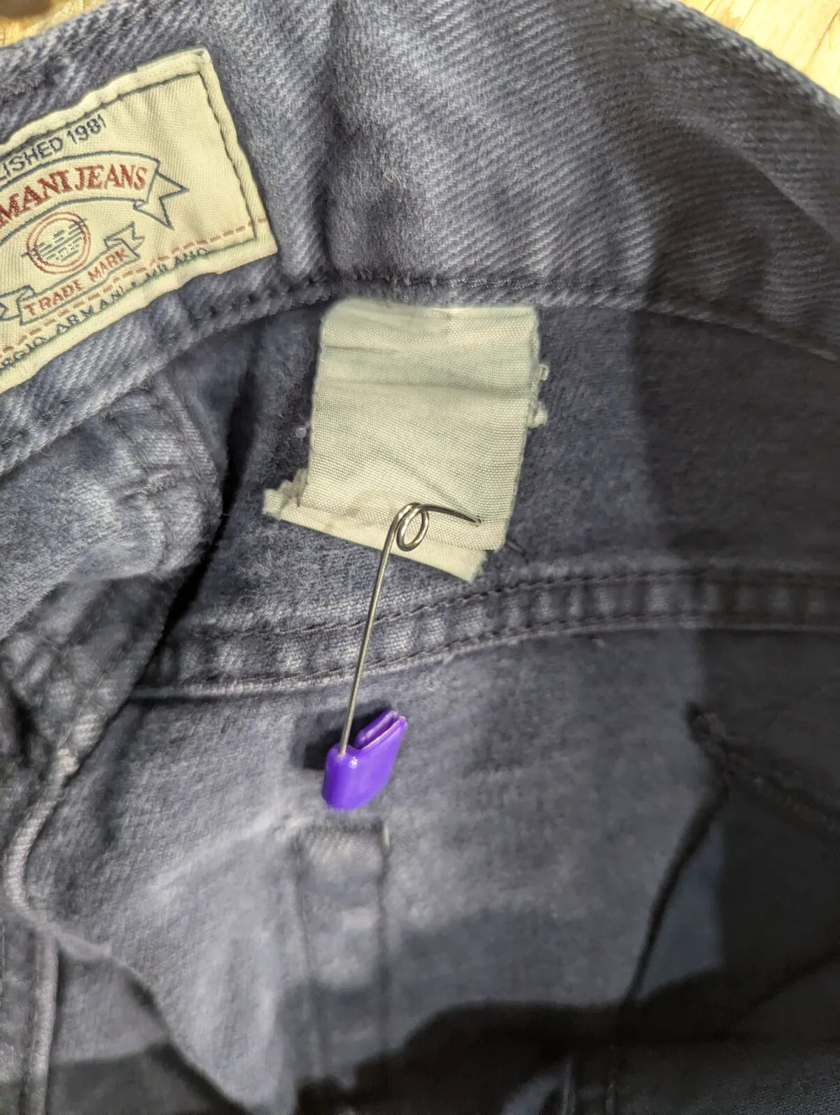 Vintage 90s Armani Jeans Mens W34 L31 Navy Blue Soft Denim Straight Leg Button