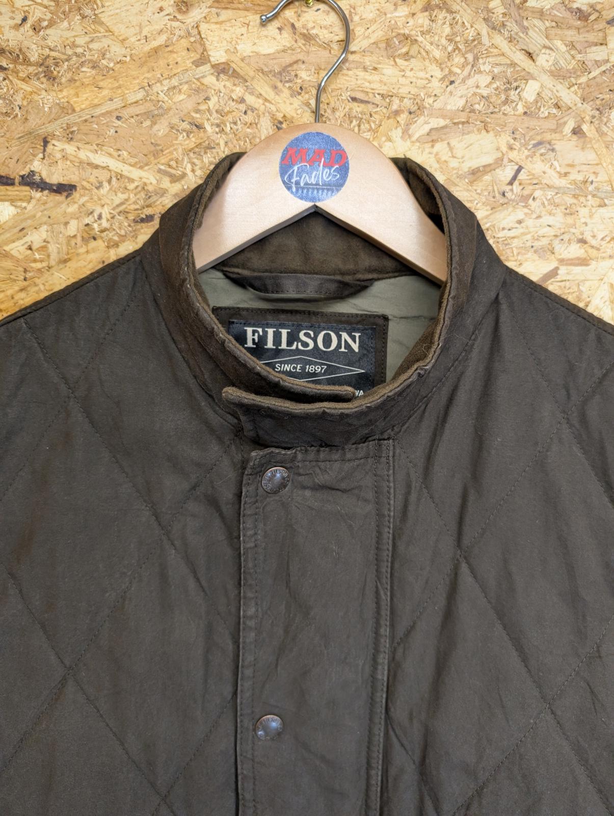 Filson Polson Vest Brown Size Medium Padded Quilted Oiled Gilet Body Warmer