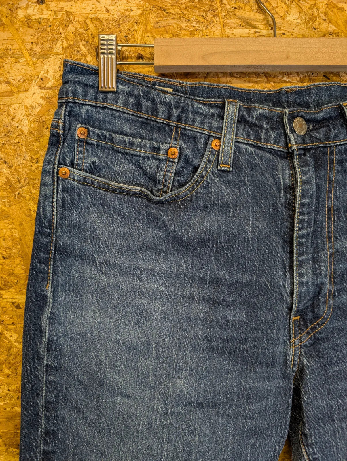 Levis 502 Blue Jeans Mens W32 L30 Big E Tab Premium Denim Straight Leg Zip Fly