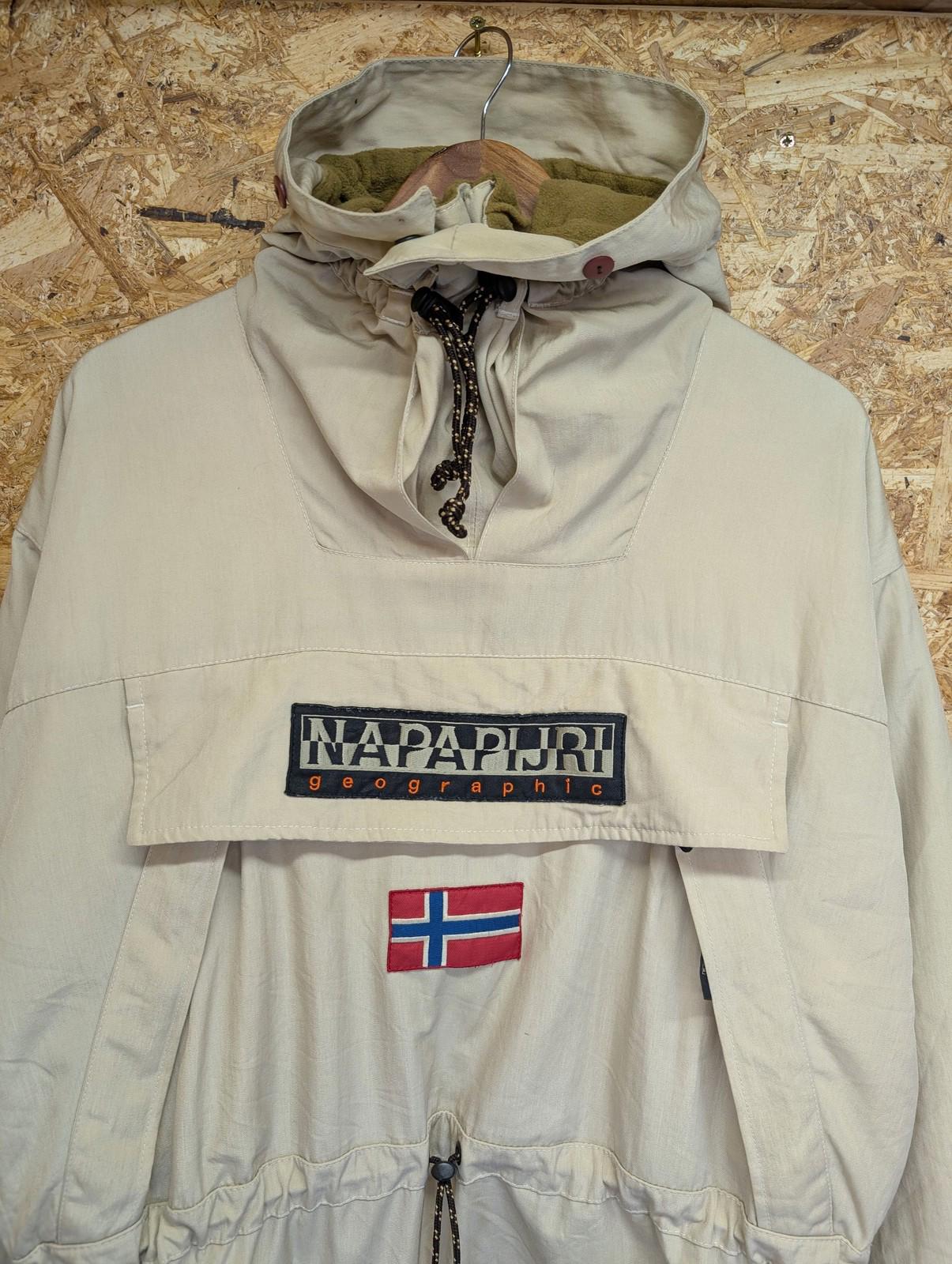 Napapijri Skiddo Smock Jacket Mens Medium Padded Anorak Beige Coat Vintage 90s