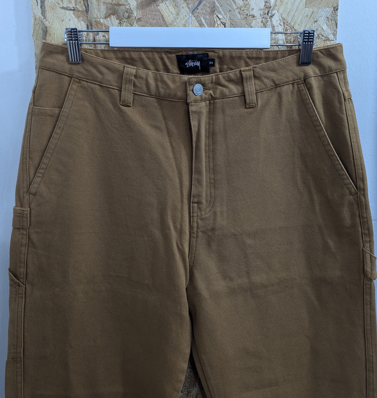 Stussy Carpenter Skate Pants Tan Duck Brown Canvas Chino Trousers Cargo Mens W34