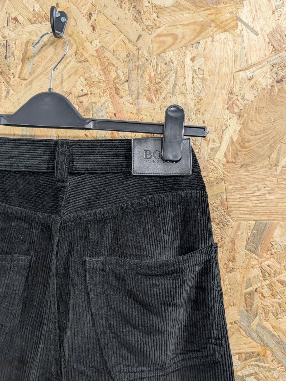 Hugo Boss Cords Trousers W32 L34 Arkansas Black Pants Straight Fit Zip Corduroy