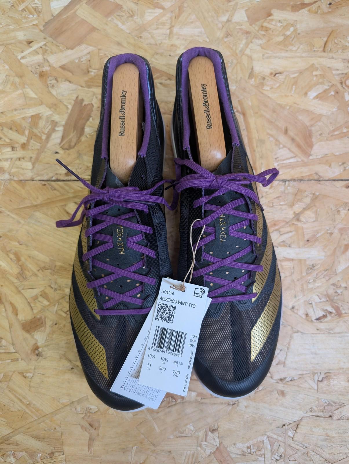 Adidas Adizero Avanti Mens Trainers UK 10.5 Black Gold Purple Running Spikes Marvel Black Panther
