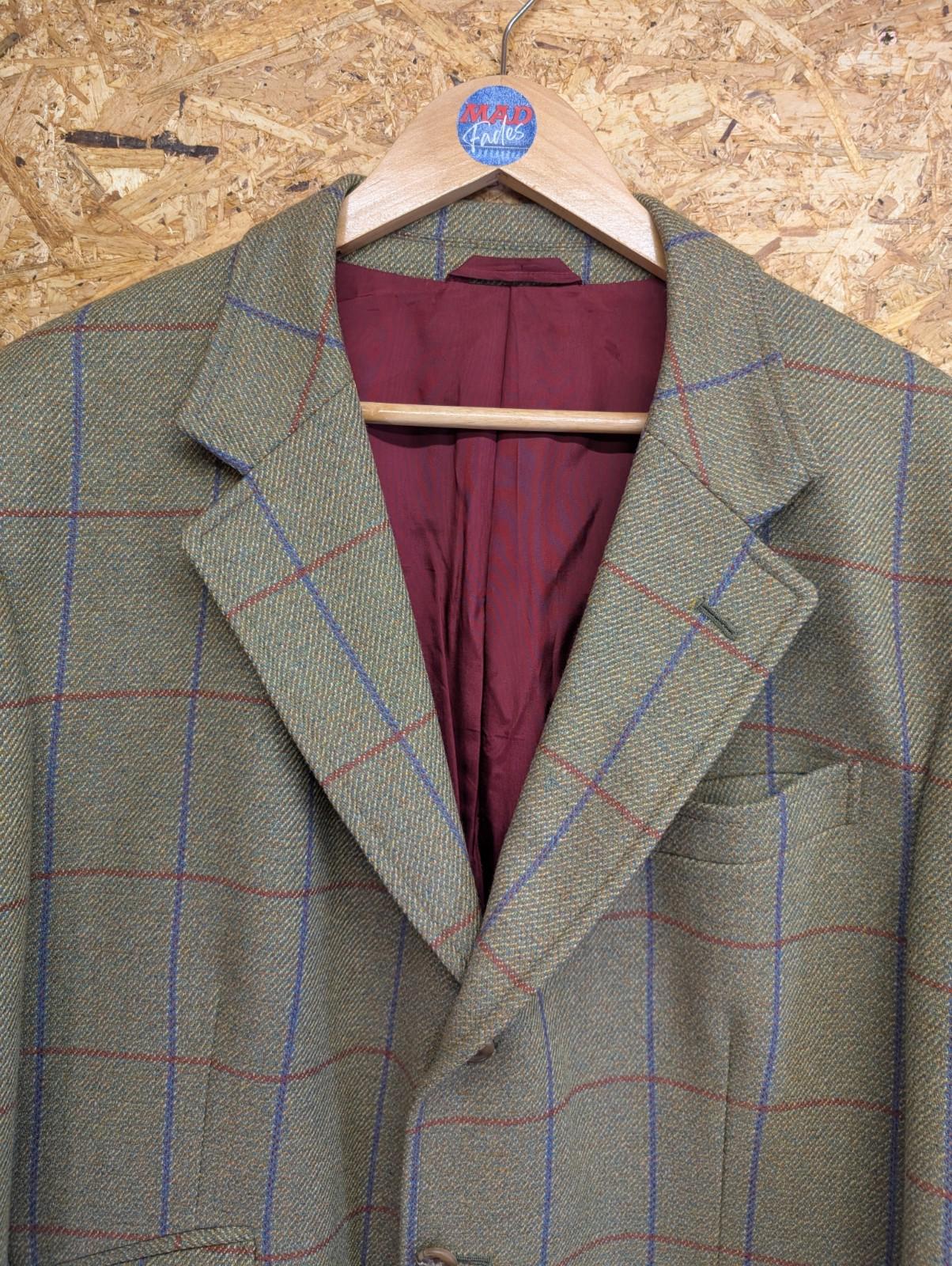 Currey Plaid Wool Jacket XL Men Khaki Green Brown Derby Vintage Country Blazer