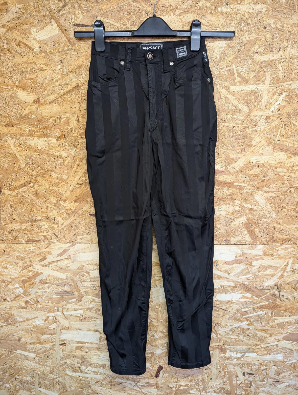 Versace Jeans Girls Age 4-5 W20 L25 Black Striped Trousers Vintage Style